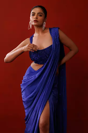 Saphire crepe slit saree