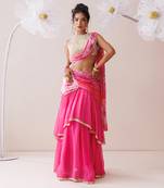 Pink organza lehenga set