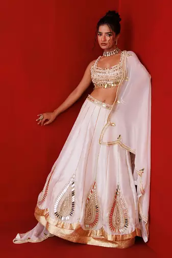 Ivory mirror gaze lehenga set