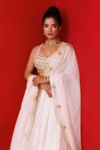 Ivory mirror gaze lehenga set
