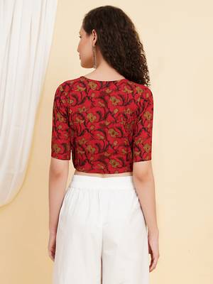 Women's Cotton Floral Printed Regular Blouse Maroon 4