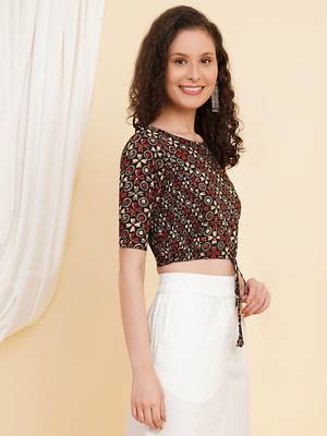Women's Cotton Floral Printed Regular Blouse Maroon 3