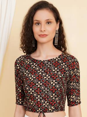 Women's Cotton Floral Printed Regular Blouse Maroon 4