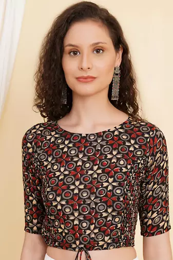 Women's Cotton Floral Printed Regular Blouse Maroon