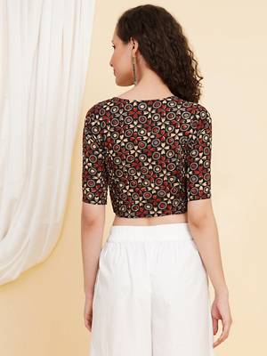 Women's Cotton Floral Printed Regular Blouse Maroon 5
