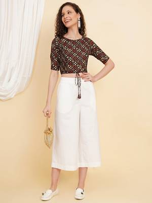 Women's Cotton Floral Printed Regular Blouse Maroon 6
