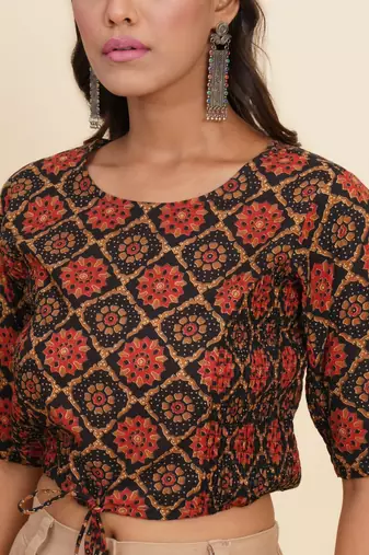 Women's Cotton Floral Printed Regular Blouse Multicolor