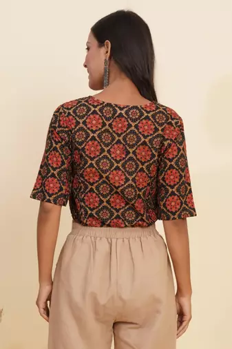 Women's Cotton Floral Printed Regular Blouse Multicolor