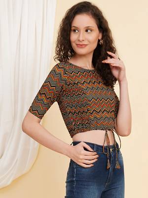 Women's Cotton Zig Zag Printed Regular Blouse Multicolor 3