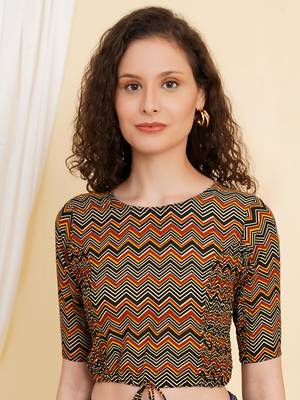 Women's Cotton Zig Zag Printed Regular Blouse Multicolor 4