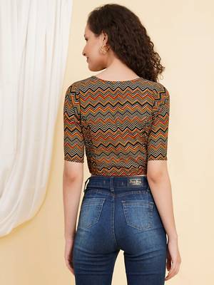 Women's Cotton Zig Zag Printed Regular Blouse Multicolor 5