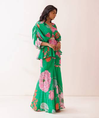 Green crepe co-ord set 2