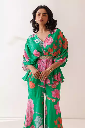 Green crepe co-ord set