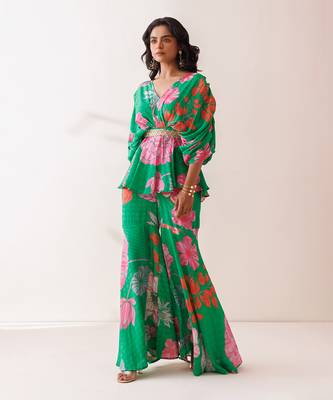 Green crepe co-ord set 4