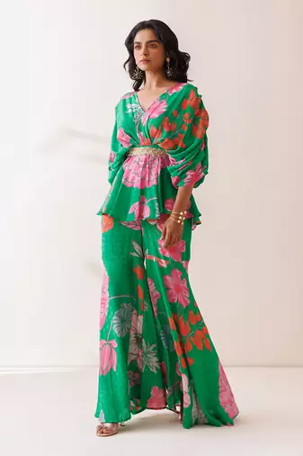 Green crepe co-ord set