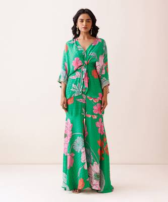 Green crepe co-ord set 1
