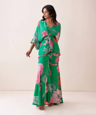 Green crepe co-ord set 2