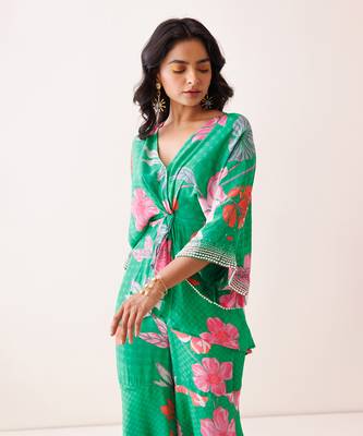 Green crepe co-ord set 4