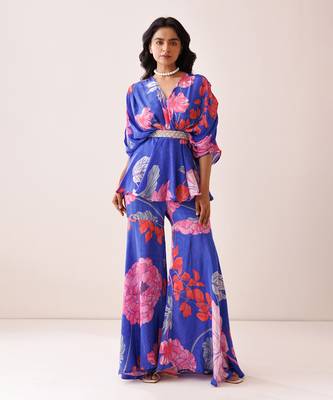 Blue crepe co-ord set 1