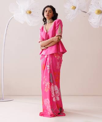 Pink crepe skirt set 1