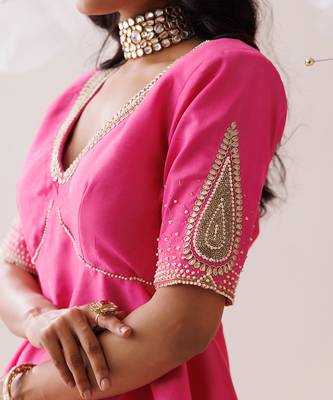 Pink crepe skirt set 3