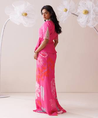 Pink crepe skirt set 5