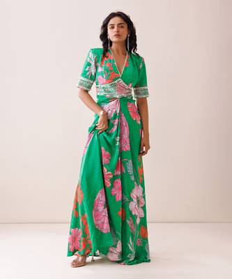 Green crepe dress 1
