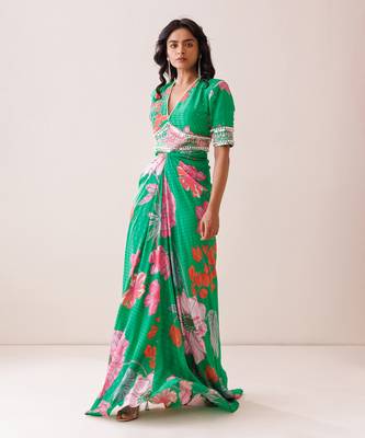 Green crepe dress 2