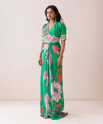 Green crepe dress 3