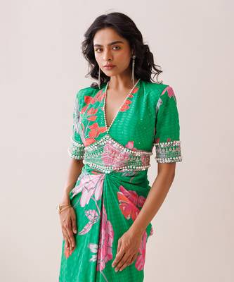 Green crepe dress 4