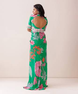 Green crepe dress 5