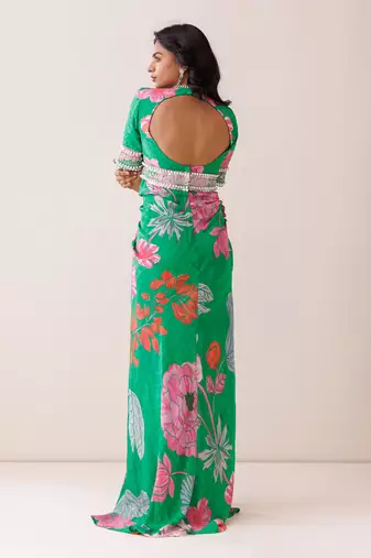 Green crepe dress