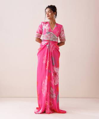 Pink crepe dress 1