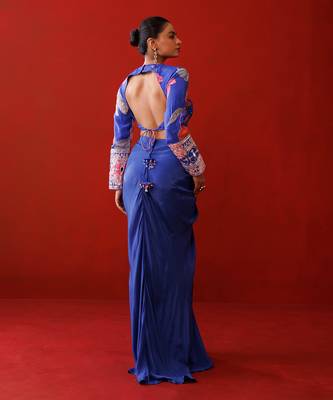 Blue crepe skirt set 5