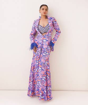 Blue crepe pant set 1