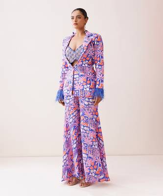 Blue crepe pant set 3