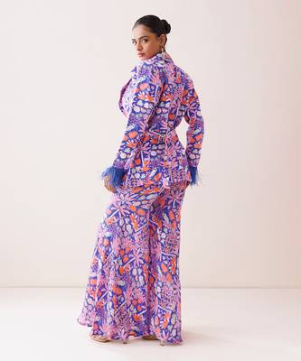 Blue crepe pant set 5