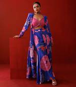 Blue crepe shrug set