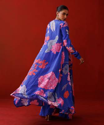 Blue crepe shrug set 4