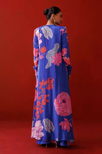 Blue crepe shrug set
