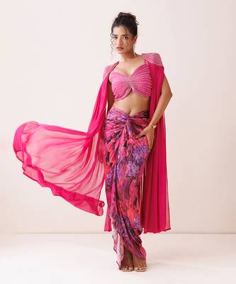 Pink georgette skirt set 2