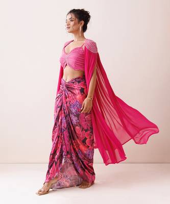 Pink georgette skirt set 3