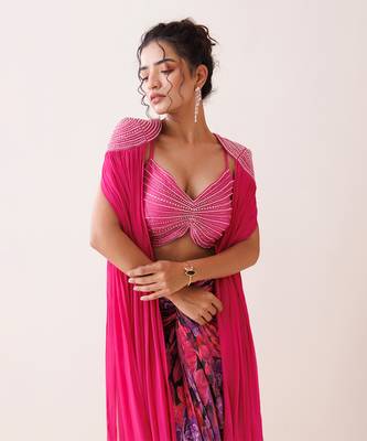 Pink georgette skirt set 4