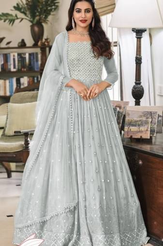 Mulberry Wood Anarkali style Anarkali Semi-Stitched Salwar Kameez main image 1
