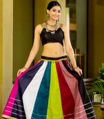 Multicolor pure cotton Navratri  Crop Top Semi -Stitched Chaniya Choli