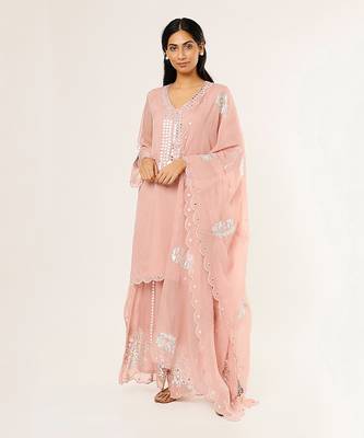 Blush pink embroidered sharara set 1