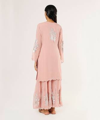 Blush pink embroidered sharara set 2