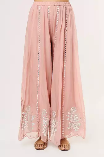 Blush pink embroidered sharara set