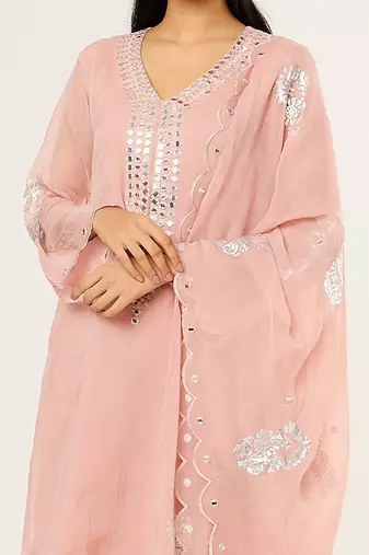 Blush pink embroidered sharara set