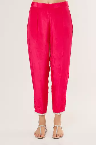 Fuchsia embroidered kurta set